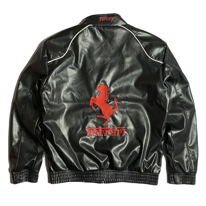 Giacca in Pelle Racing Bianca – Stile F1